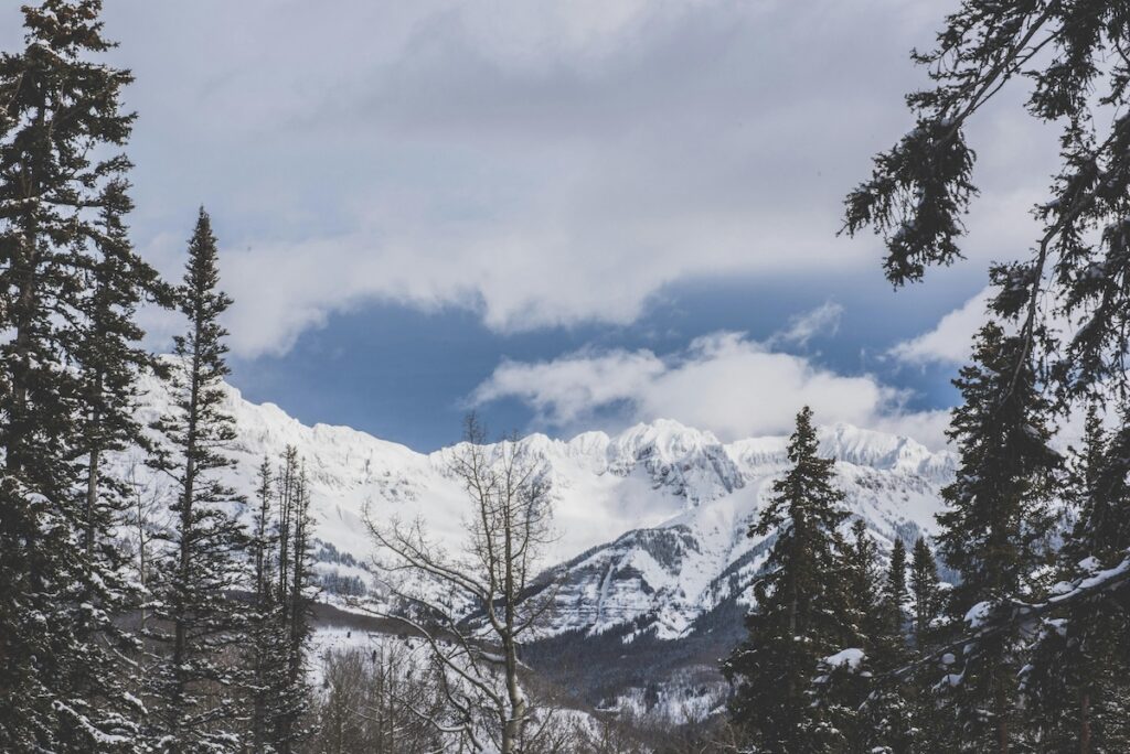 A snowy mountain landscape in Telluride, Colorado
